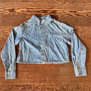 Zara Light Blue Denim Jacket with Silver Accents
